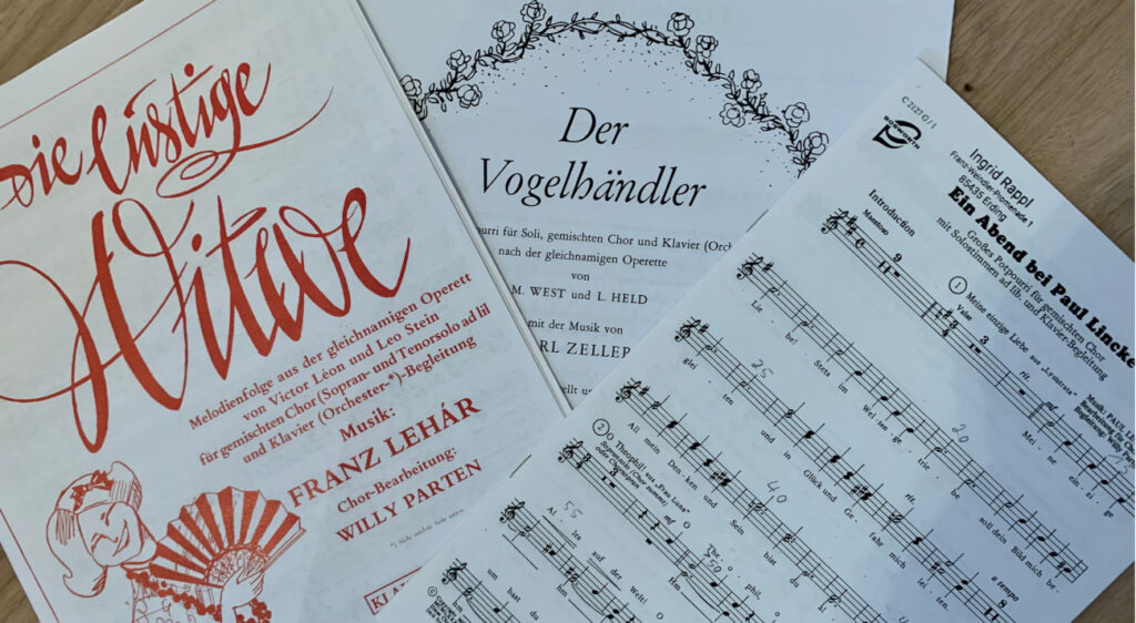 Noten zu Operetten zu Jubiläum für den Chor